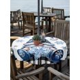 thumbnail image 2 of Outdoor Tablecloth with Umbrella Hole Zipper Christmas Round Tablecloth 60" Waterproof Outside Table Cloth Winter Blue Snowflakes Gnomes Black Plaid Patio Table Cover Tablecloths for Picnic Party, 2 of 8