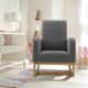 thumbnail image 4 of Sillón mecedora ergonómico para salón o cuarto infantil - Tapizado de felpa, respaldo alto, base de madera, bolsillo lateral - Soporta 136kg, ideal para lactancia y relajación - Gris oscuro, 4 of 7