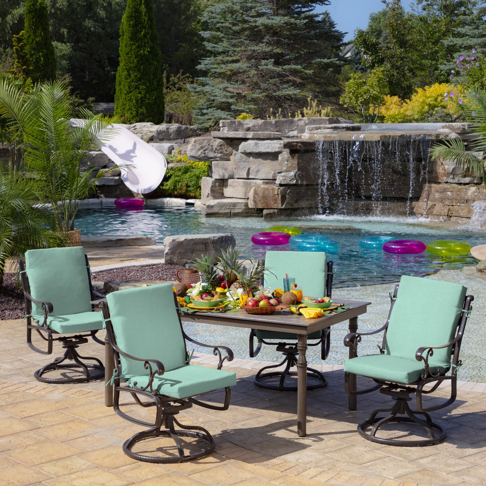 ARDEN Outdoor Chair Cushion 16.5 x 18, Aqua Leala