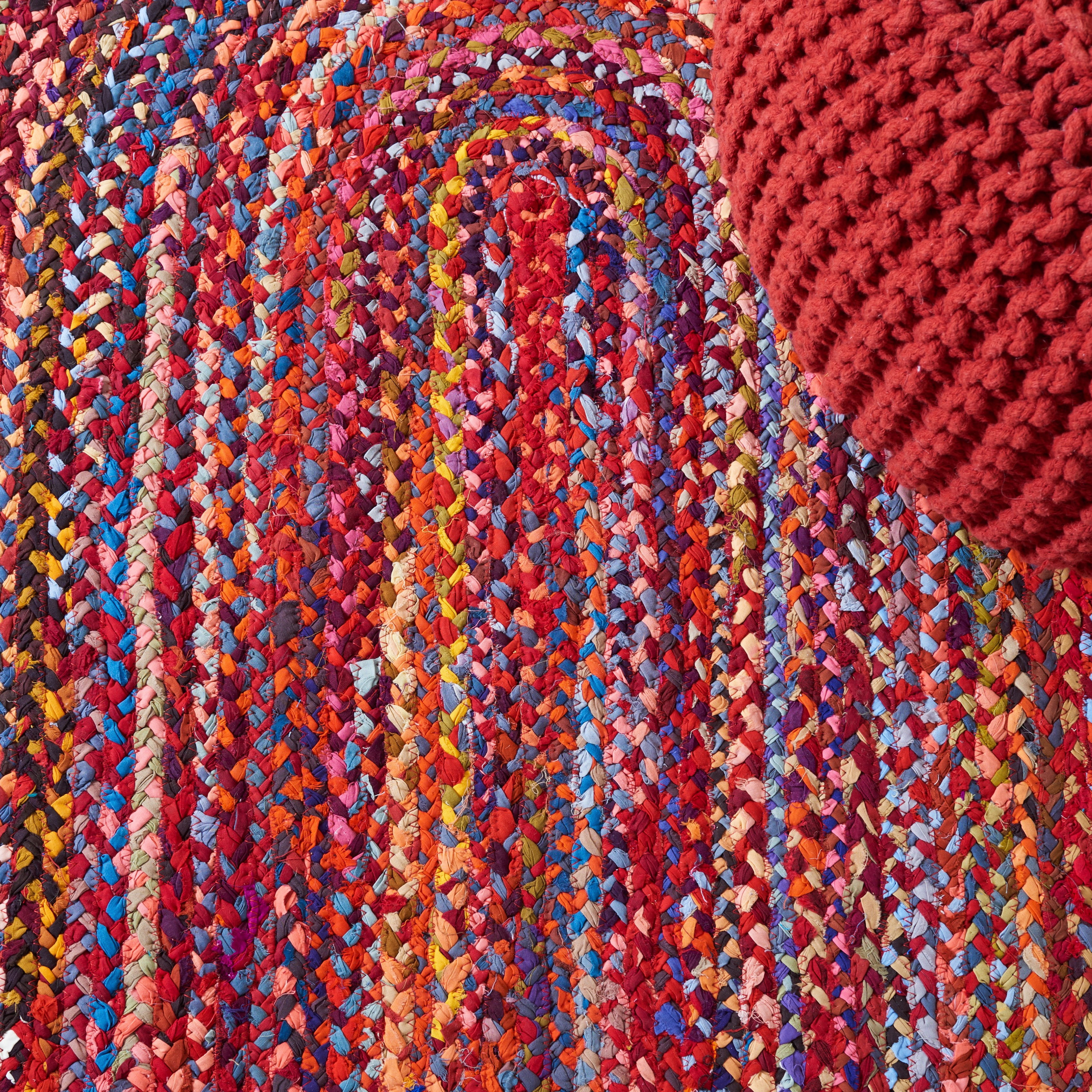 SAFAVIEH Braided Calvin Transitional Cotton Reversible Area Rug, Rust/Multi, 6' x 9' Oval