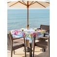 thumbnail image 2 of Spring Easter Outdoor Tablecloth - 60x60 Inch Square Dining Table Cover, Watercolor Flower Eggs Berry Leaf Blue Plaid Waterproof Outdoor Table Cloth with Umbrella Hole & Zipper for Picnic/Patio/Party, 2 of 7