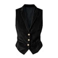 thumbnail image 7 of Naotn Women Velvet Vest Dress Casual Notched Lapel Button Down Sleeveless Jackets Business Office Going Out Tops with Side Pockets, 7 of 7