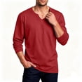 thumbnail image 7 of DYTTDG Men's Notched V-Neck Long Sleeve T-Shirt | Solid Color Loose Fit Casual Breathable Pullover for Daily and Workout, Lightweight Knit Athletic Top, 7 of 7