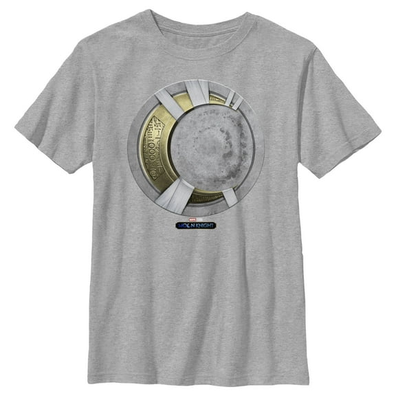 Boy's Marvel: Moon Knight Gold Mummy Wrapped Crescent Moon Emblem Graphic Tee Athletic Heather X Large