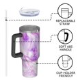 thumbnail image 4 of 40oz Tumbler with Handle and Straw, Vacuum Insulated Stainless Steel Travel Mug, Fits Car Cup Holder, Liquid & Marble Print, 4 of 6