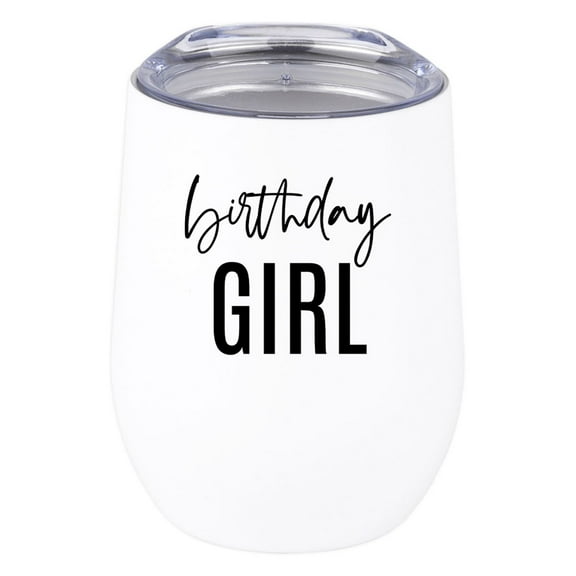 Koyal Wholesale 21st Birthday Wine Tumbler with Lid 12oz Stemless Stainless Steel Insulated Birthday Girl Travel Tumbler