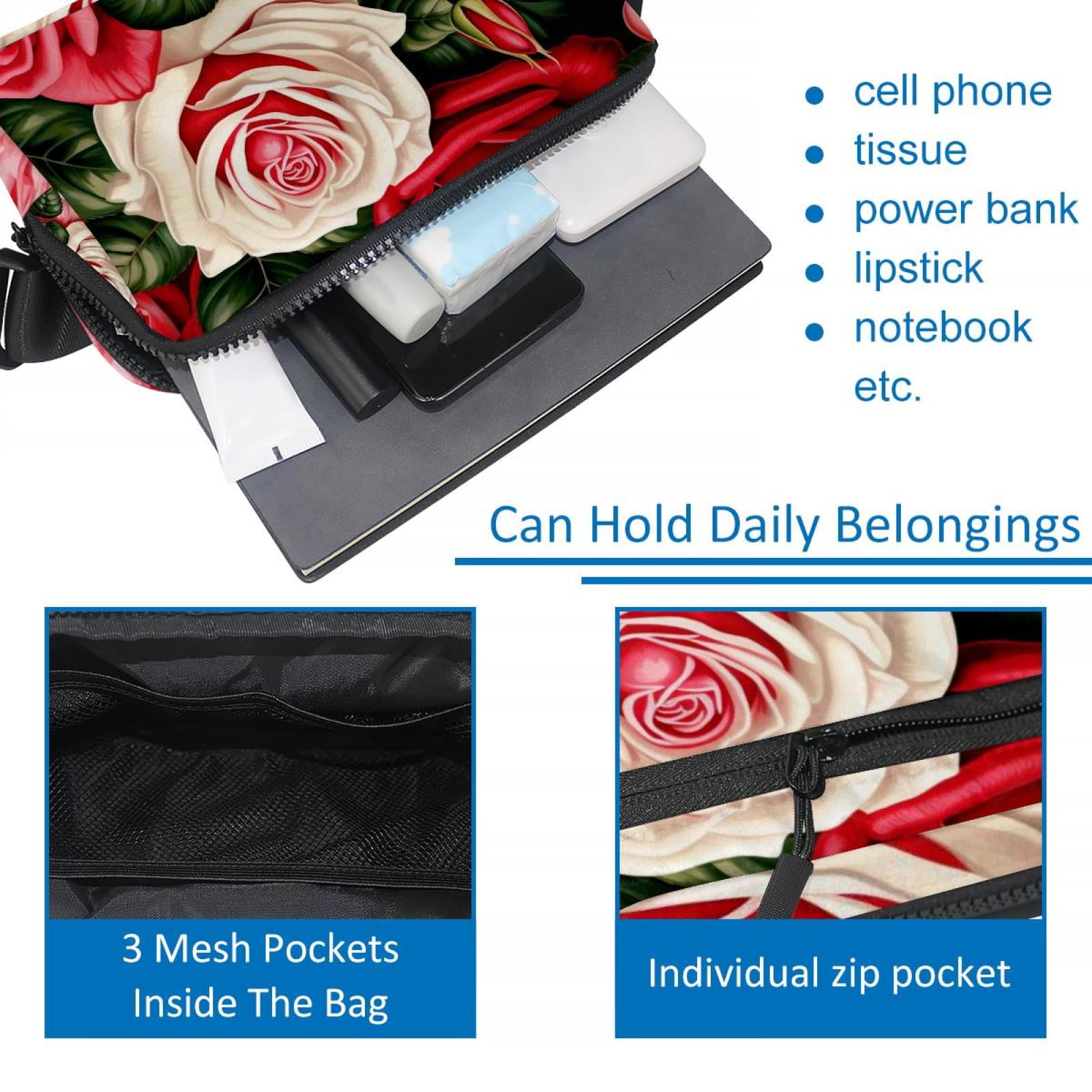 Rose Lightweight, Adjustable Cross Body Bag Fanny Pack with Extension Strap Money Belt - Unisex