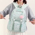thumbnail image 5 of Aesthetic Backpack with Pendant, Star Print Laptop Backpack, Multi-layer Bookbag for Shopping Work (Green), 5 of 6