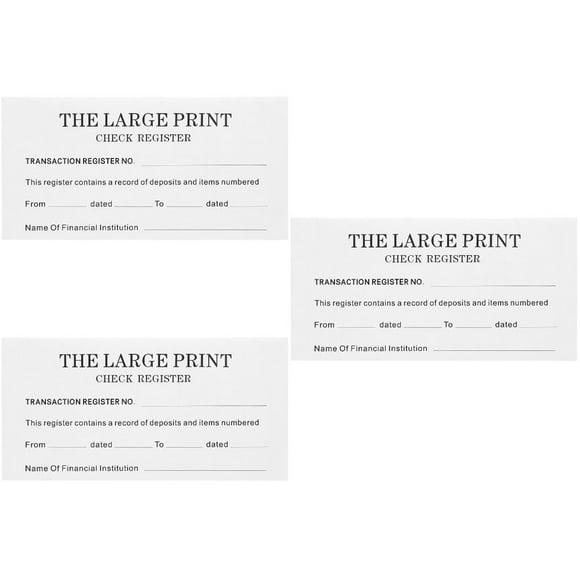 LEEYNEER 3pcs 1 Book of Financial Register Check Register Large Print Checkbook Portable Financial Checkbook