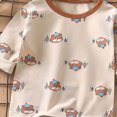 thumbnail image 4 of TOWED22 Winter Outfit for Infant Toddler Long Sleeve Print Round Neck T-Shirt Fleece Pants 2Pcs Warm Clothes Set(Khaki,4-5 Y), 4 of 6