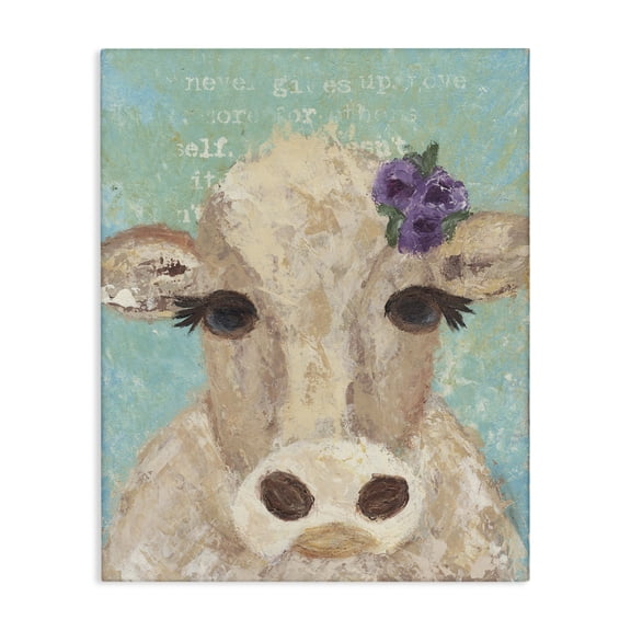 Stupell Industries Farmhouse Cow Painterly Portrait Canvas Art, 16 x 20, by Cassandra Cushman