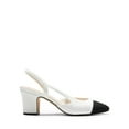thumbnail image 5 of BURUDANI Women Slingback Low Chunky Heels Pumps Ankle Strap Cap Toe Pumps Shoes WHITE Size 7, 5 of 8