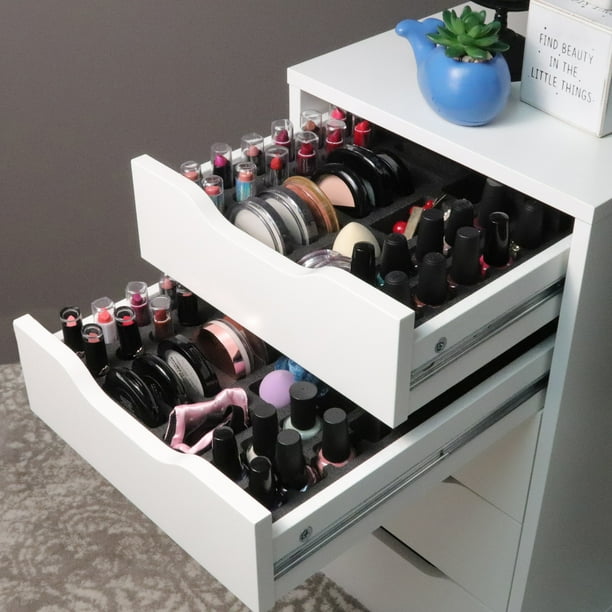 Polar Whale 2 Makeup Drawer Organizers Compatible With Ikea Alex Tray Washable Waterproof Insert Lipstick Compact Nail Polish Home Bathroom Bedroom Office 11 5 X 14 25 Inches Black Com Polar Whale 2 Makeup Drawer Organizers, Desk Drawer Inserts Ikea