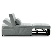 4 in 1 Multi-Function Folding Sofa Bed, Convertible Chair & Ottoman Modern Breathable Linen Guest Bed with Adjustable Sleeper for Small Room Apartment (Gray)