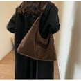 thumbnail image 2 of SHIHOISMN Trendy Suede Crescent Shoulder Bag Women Tote Bag Satchels Crossbody Purse Top-handle Travel College Work Tote Handbag-Coffee, 2 of 7