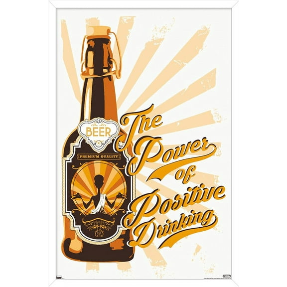 Lunch Hour Productions - Positive Drinking Wall Poster, 14.725" x 22.375" Framed