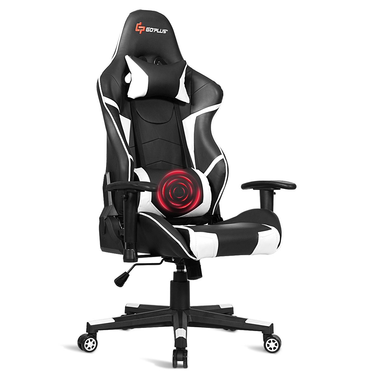 Massage Gaming Chair Reclining Racing Chair w/ Headrest and Lumbar