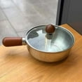 thumbnail image 3 of Stainless Steel Pot with Lid, Single Serve Pan for Ramen, Milk & Baby Food, Wood Handle Design, 3 of 5