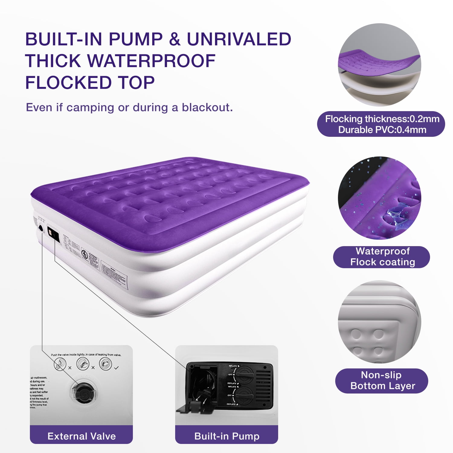 CHILLSUN Twin Air Mattress with Built in Pump for Guest & Home, 18" Inflatable Blow Up Mattress