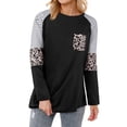 thumbnail image 4 of Women Stripes Leopard Printed Pocket Long Sleeve Top, 4 of 5