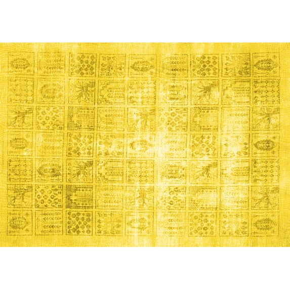Ahgly Company Machine Washable Indoor Rectangle Persian Yellow Traditional Area Rugs, 8' x 12'