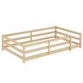 thumbnail image 6 of SESSLIFE Twin Montessor Floor Bed, Solid Wood Toddler Floor Bed with Fence, Easy Assembly Floor Bed Frame for Kids, Oak, 6 of 8