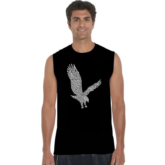 LA Pop Art Men's Word Art Sleeveless T-shirt - Eagle