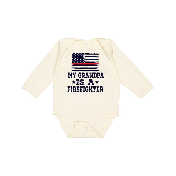 Inktastic Firefighter Grandpa Fireman Flag Boys or Girls Long Sleeve Baby Bodysuit