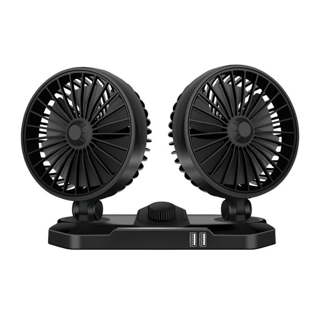 9B Car Fan 12V 2 Wind Levels 360 Degree Rotatable Dual Head Circulator For Car Suv Rv Boat Low Noise 9.5X4.7X7.1In