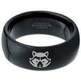 thumbnail image 2 of Tungsten North American Racoon Coon Band Ring 8mm Men Women Comfort Fit Black Dome Polished, 2 of 4