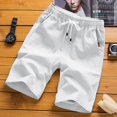 thumbnail image 2 of asdoklhq Mens Plus Casual Pants,Men Casual Drawstring Solid Color Cotton and Linen Five Points Pants, 2 of 4