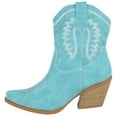 thumbnail image 2 of Forever Women Ankle Western Boots Stacked Block Heels Stitched Cowgirl Cowboy Booties Pointed Toe Side Zipper CEREEK-02 Green Blue Turquoise 6.5, 2 of 3