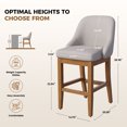 thumbnail image 2 of Set of 2 Upholstered Counter Height Bar Stools in Sleek Faux Leather with Solid Rubberwood Legs for Kitchen Island, 2 of 8