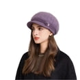 thumbnail image 2 of Women's Brimmed Beanie, Winter Knit Cloche Hat with Slouchy Crown, Trendy Fedora Design for Ladies, One Size Fits Most Cold Weather Cap, 2 of 5