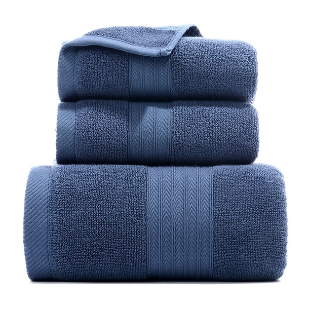 Namzi Juego de toallas de baño de 3 piezas, toallas de baño de algodón peinado, toallas de baño absorbentes, toallas de mano para baño, juegos de toallas de baño de lujo para baño, azul