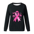 thumbnail image 3 of WREESH Women's Fall Long Sleeve Breast Cancer Awareness Sweatshirt Loose Crewneck Pullover Top Pink Ribbon Graphic Shirts Black, 3 of 5