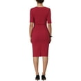 thumbnail image 3 of MODA NOVA Juniors Sheath Dress Square Neck Zip Up Short Sleeve Wear-to-Work Pencil Midi Dresses, 3 of 5