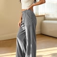 thumbnail image 4 of Bzdzmqm Women's Corduroy Wide Leg High Waisted Pants with Pockets Loose Casual Long Trousers Streetwear Office Basic Lounge Bottoms, Gray XL, 4 of 8