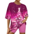 thumbnail image 2 of asdoklhq Womens Onesie Pajamas Women'S Christmas Print Crew Neck Short Sleeve Top and Shorts Set Home Wear Multicolor M, 2 of 7