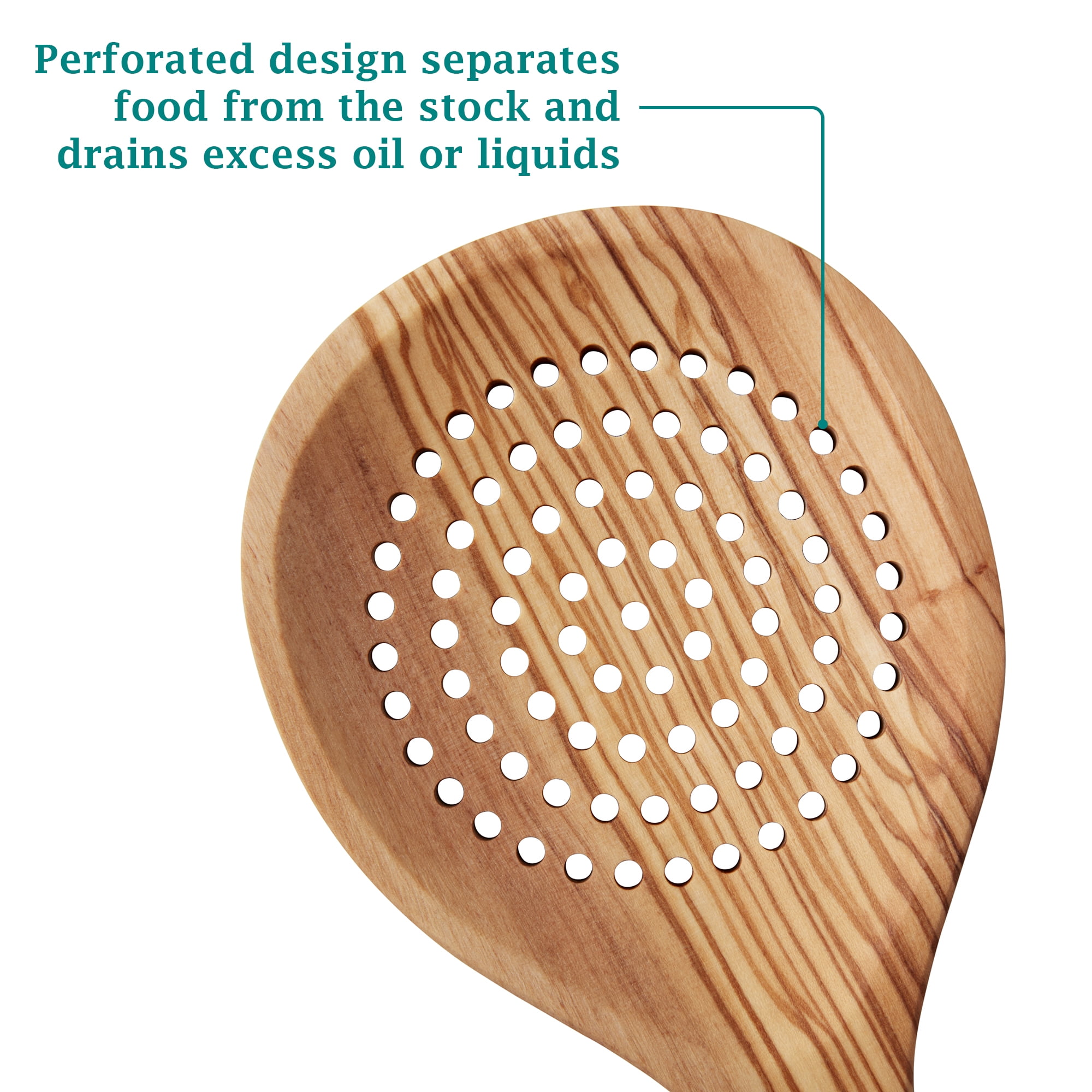 The Pioneer Woman Rustic Olive Wood Slotted Spoon