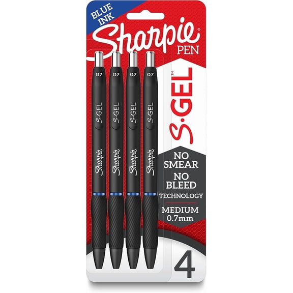 S-Gel Gel Pens Medium Point (0.7mm) Blue Ink Gel Pen 4 Count