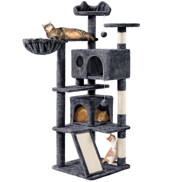 Árbol para gatos Topeakmart, varios niveles, 144,5 cm, con 2 condominios y rascadores