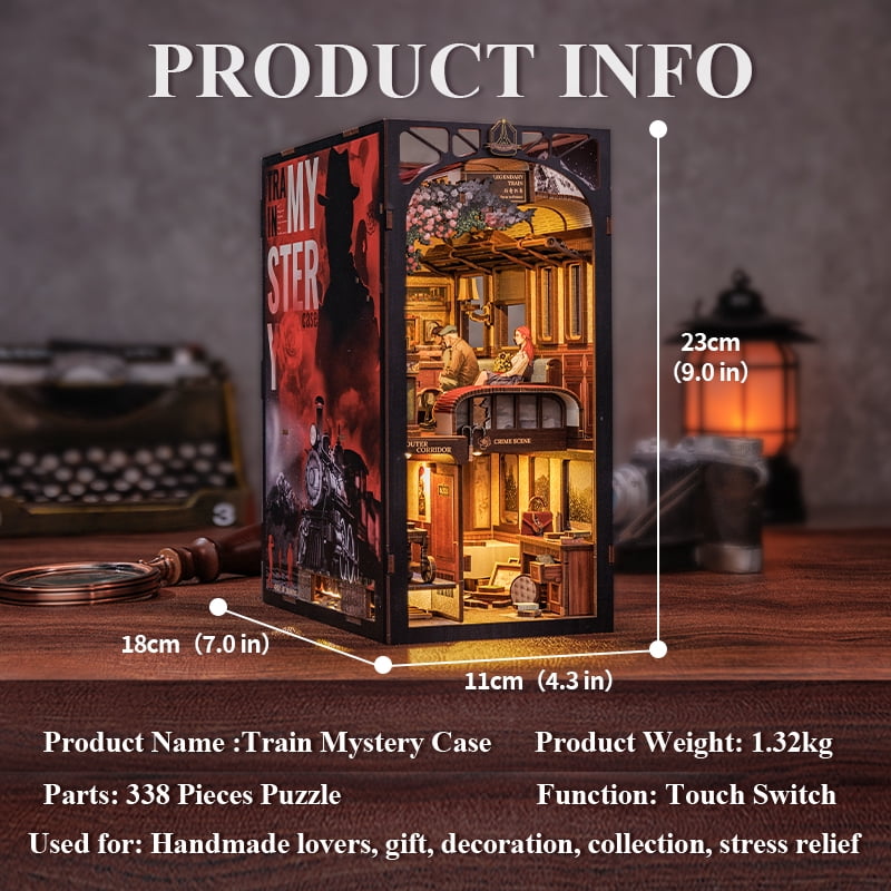 Tradeopia Puzzle 3D en Bois Train Mystère Kit DIY pour Décoration de Bibliothèque