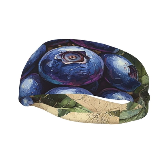 Sports Headbands Sweat Absorbing Breathable Hair Head Bands for Running Fitness Gym, Cartoon Blueberries Vintage