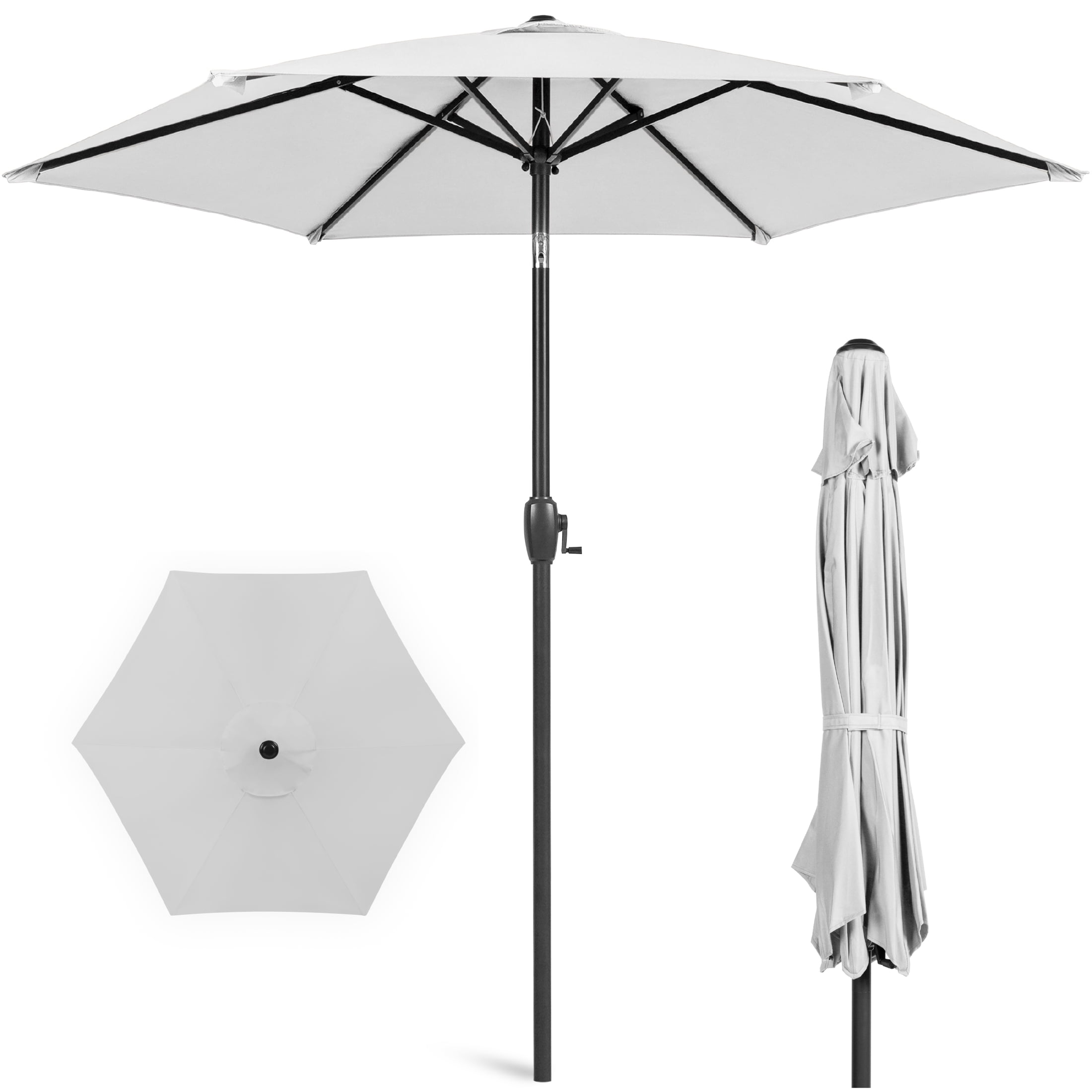 7.5 ft Heavy-Duty Outdoor Patio Umbrella w/Push Button Tilt Easy Crank Lift NEW 