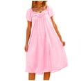 thumbnail image 5 of HomeGardon Nightgowns for Women,Summer Dresses Women's Solid Color Short-sleeved Loose Ice Silk Lace Home Dress Nightdress, 5 of 6