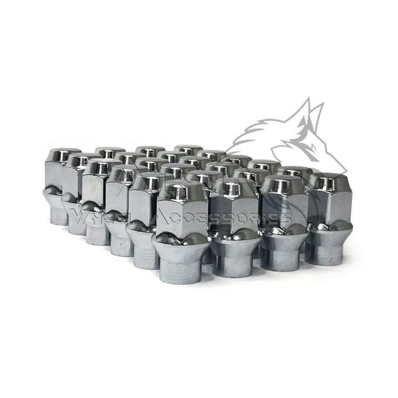 24Pc Chrome Bulge Acorn 12x1.25 Extended Thread Lug Nuts Tapered Conical Seat
