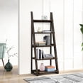 thumbnail image 5 of Rustic Brown 5 Shelving, Style With Rubber Wood Frame, For Bedroom, Living Room, Kitchen, Home Office, Apartment Bookcase, Design Solid Office, 5 of 7