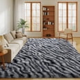 thumbnail image 3 of Janvonne 6x9 Fluffy Area Rug for Living Room Bedroom, Modern Shaggy Carpets Fuzzy Rug for Teens Dorm Bedside Home Decor Aesthetic, Heavy Duty Non Slip, Zebra Print, 3 of 8