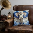 thumbnail image 2 of Specollect 2 Pcs Vintage Elephant Print Pillow Cover, Soft Short Pile Cushion Cover for Sofa and Living Room Decor, Blue Decorative Throw Pillowcase, 2 of 8